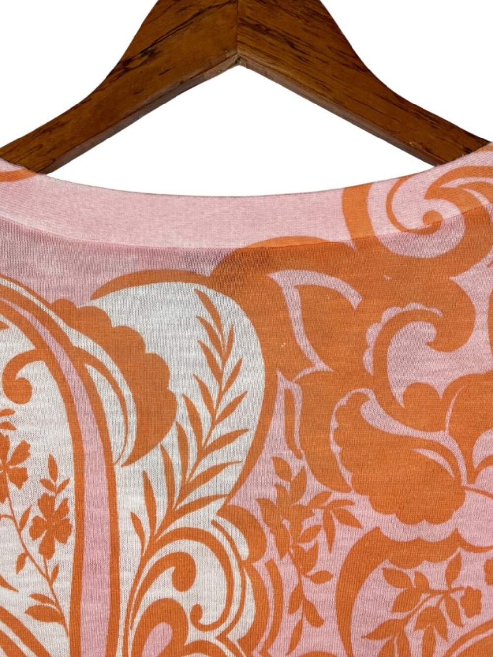 Talbots Pink Orange Paisley Floral 100% Cotton Lightweight Sweater Tunic Top L - Picture 8 of 11